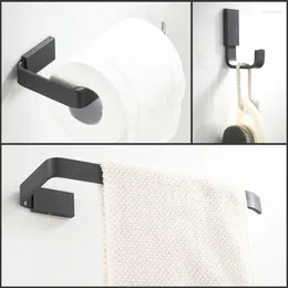 Bath Accessory Set Matte Black Modern 3pcs Robe Hook Toilet Paper Rack Towel Bar Copper Bathroom Accessories