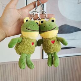 Cute frog keychain small pendant cartoon creative doll grab machine doll bag pendant plush toy
