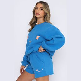 Designer White Women fox Tracksuits Two Pieces Short Sets Sweatsuit Female Hoodies Hoody Pants With Sweatshirt Loose T-shirt Sport Woman Clothes c11