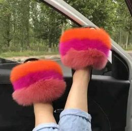 Slippers Slippers Newly Arrived Girl Luxury Fluffy Fur Slide for Womens Indoor Warmth Flip Cover Women Amazing Wholesale Heat H240326HERU