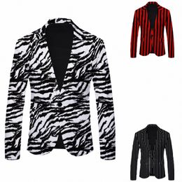 2023 New Striped Corrugated Print Casual British Fi Street Slim Fit Suit Men's Coat Rain Rain Rain b5jT#