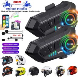 12x Music Interphone Bluetooth 53 Motorcycle Helmet Intercom Headset Waterproof 300m Intercomunicador Speaker Earphone 240312