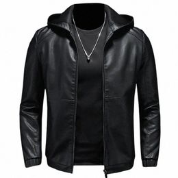 hooded PU Jackets Men Biker Jacket Spring Autumn Leather Jacket Coat Male Fi Casual Black PU Leather Coat Big Size 5XL n2hF#