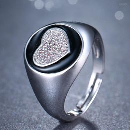 Cluster Rings Emmaya Luxury Cubic Zircon Open Micro Pave Setting Heart Shaped Big Women Finger Anneaux Jewellery Party