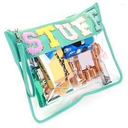 Cosmetic Bags Letter Patches Traparent PVC Bag Clutch Women Clear Travel Make Up Pouches Stuff Makeup Toiletry