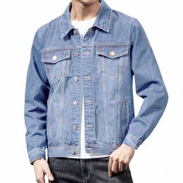 2024 Jacket Men's Casual Cott Denim Jeans Masculina Slim Wed Retro Classic Blue Jeans Coat Male Men Clothing U8nG#