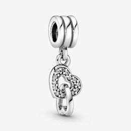 100% 925 Sterling Silver Interlocking Hearts Dangle Charm Fit Original European Charm Bracelet Fashion Women Wedding Jewellery Acces333Y