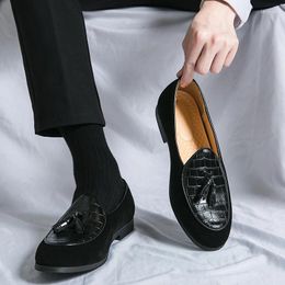 Casual Shoes Men Thick Soled Leather Loafers Business Office Shallow Mouthed Moccasins Comfortable Slip On Tassel Shoe