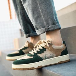 Casual Shoes Men Sneakers 2024 Autumn Fashion Wave Print Colour Blocking Trend Vulcanised Wear-resisting Male Skateboard Shoe