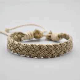 Charm Bracelets 2024 Classic Handmade Vintage Cotton Rope Bracelet For Women Men Brown Adjustable String Jewellery