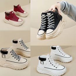 NEW Resistant High top shoes spring and autumn vintage womens shoes thick soled small white shoes leisure sports board shoes GAI