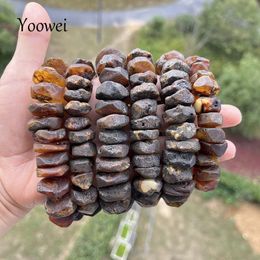 Raw Amber Bracelets for Men Women Unique Irregular Black Bead Good Smell 100% Real Natural Stone Healing Amber Jewellery Wholesale 240315
