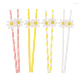 Baking Tools 30pcs Daisy Flower Paper Straws Disposable Drinking Straw For Theme Birthday Party Wedding Decoration Favours