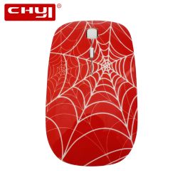 Mice CHYI Spider Web Wireless Ultra Thin USB Mini Computer Optical Mouse 3D Slim PC Mause Cartoon Kids Cool Creative Mice For Laptop