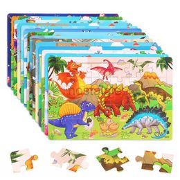 Intelligence toys Economy 30piece Montessori 3D Puzzle Cartoon Animal Wooden Jigsaw Board Game Educational Toys For Children Gifts 24327