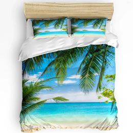 Bedding Sets Beach Green Coconut Tree Sky Clouds Set 3pcs Duvet Cover Pillowcase Kids Adult Quilt Double Bed Home Textile