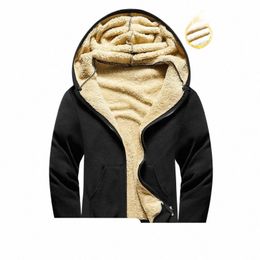 winter Lambswool Zipper Hoodies High Quality Fleece Jackets Plus-Size Warm Jacket Solid Colour Outwear Hooded Coat For Men T706 V4hX#