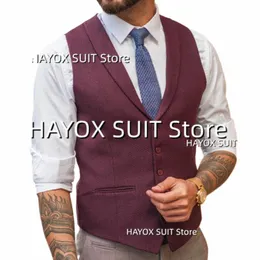 men's Suit Vest Single Breasted Shawl Collar Sleevel Jackets Busin Formal Wedding Groomsman Chalecos A34A#