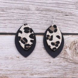 Dangle Earrings ZWPON Layered Leopard Print Leather For Women Fashion Oval Cheetah Jewelry Wholesale