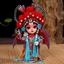 Chinese Opera Character Decoration Silk Doll Peking Mask Style Ornaments Gifts For Foreign Friends Craft 240325