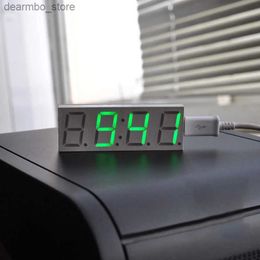 Desk Table Clocks 4 Bits Digital LED Electronic Clock USB Power Big Number Display Table Clock Use in the Car or the Cabinet24327