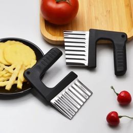 Rostfritt stål potatischip skiva deg vegetabilisk frukt crinkle wavy kök kniven cutter chopper franska fry maker verktyg gadget