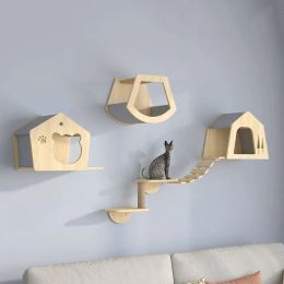 Scratchers Wall Type Solid Wood Cat Scratching Post Game Climbing Frame Scratching Platform Tower Ceiling Condo Tree Cats Pet Products