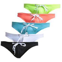 Men's Swimwear 5pcs Mini Briefs Mens Swimwear Super Sexy Swim Underwear Tanga Pouch Bikini Surf Swimsuit Swimming Panties Beach Wear 24327