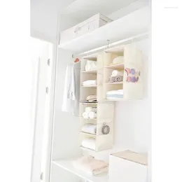 Storage Boxes Pair Of 2 Foldable 6-Shelf Hanging Closet Organisers 12"x12"x42" In Ivory