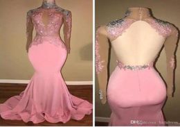 2019 New 2020 sexy long blush bridesmaid pink prom dress lace dress formal evening gowns dresses AW2707724659