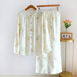Women's Sleepwear 2024 Autumn Pyjamas Cotton Plus Size Grass Printing Household Loungewear