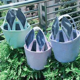 Storage Baskets Easter Bags Bunny Ears Basket Candy Bag Gifts For Kids Tote Bunny Buckets Eggs Toy Bag Happy EasterS Day Favour Bags Home Decor