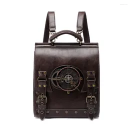 School Bags XZAN Retro Steampunk Backpack Vintage Industrial Style Gothic Medieval Women Leather Vikings Laptop Bag Satchel Pirate Briefcase