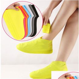 Disposable Covers Sile Rain Boots Waterproof Shoe Er Water Resistant Overshoes Uni Non-Slip Wear-Resistant Reusable Indoor Outdoor Rai Otrdn