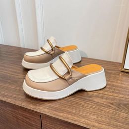 Slippers Mary Jane Shoes Summer Thick Sole Half Sandals For Women External Wearing Baotou Matsuke High Heel Muller