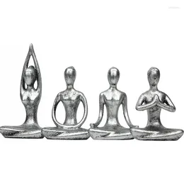 Decorative Figurines Zen Meditation Decoration Yoga Statue 4 Piece Set Resin Home Pose Sculpture