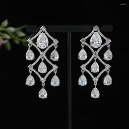 Dangle Earrings Luxury Geometry Waterdrop For Women Wedding Cubic Zirconia CZ DUBAI Bridal Earring Jewelry Accessories E1201