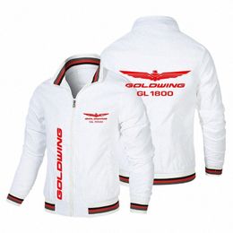 2023 Frühling und Herbst Neue HDA Red Gold Wings GL1800 Bikerjacke Pilot FI Windjacke Trendy Baseball Anzug Herren Logo B1LX #