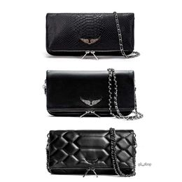 Zadig Voltaire Bag 7A Pochette Rock Swing Your Wings Bag Womens Tote Handbag Shoulder Man Genuine Leather Wing Chain Luxury Fashion Clutch Flap Bags 4023