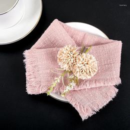 Table Napkin 10PC Pink Cloth Napkins 32X32CM Handmade Gauze With Fringe Rustic Dinner For Wedding Party Baby Shower Decoration