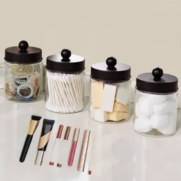 Storage Bottles Organizational Jar Glass Set For Bathroom Vanity Makeup Organizer Countertop 4 Piece Apothecary Container