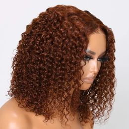 Brazilian Brown Curly Bob Wig Deep Wave Frontal Wigs Curly Human Hair Wig 13x4 Colored Lace Front Wigs for Black Women