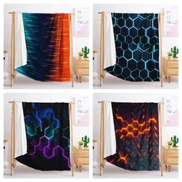 Blankets Flannel Blanket Laser Geometric Pattern 3D Digital Printing Napping Spring And Autumn Throw