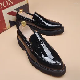 Casual Shoes Men's Fashion Wedding Party Dress Patent Leather Slip-on Lazy Shoe Black Trend Platform Loafers Gentleman Sneakers Zapatos