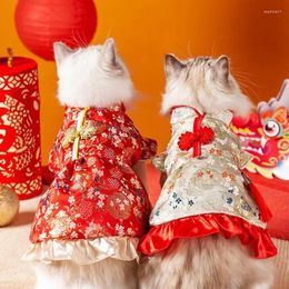 Dog Apparel Pet Clothes Chinese Year Tang Suit For Dogs Cheongsam Winter Coat Jacket Spring Festival Clothing Cats Costume