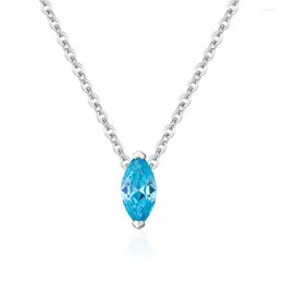 Chains Zhenchengda 2024 Product 5 10 Horse Eye Sea Blue Zircon Necklace S925 Sterling Silver Pendant