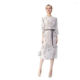 Party Dresses Women's Ink Floral Silk 23spring Summer Ladies Natural Long Luxury Clothing Sexy Beach Office Work Daily Dress