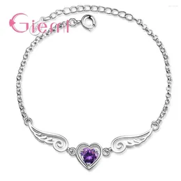 Link Bracelets Korean 925 Sterling Silver Cubic Zircon Chain Bangles & For Women Purple Charms Bracelet Femme Luxury Jewelry Gifts