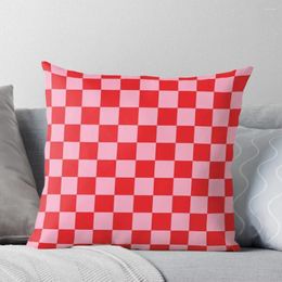 Pillow Checkered Pink And Red Throw Sitting Decorative S For Living Room Embroidered Cover