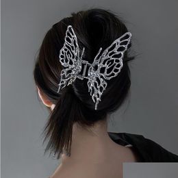 Hair Clips & Barrettes Butterfly Large Metal Claw Irregar Hairpins Punk Style Claws Women Vintage Jaw Clip Accessories Drop Delivery Dhiho